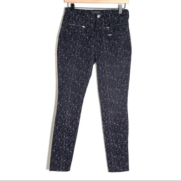 Banana Republic Sloan black zippered reptile print jean jeggings leggings size 0 - Picture 1 of 5